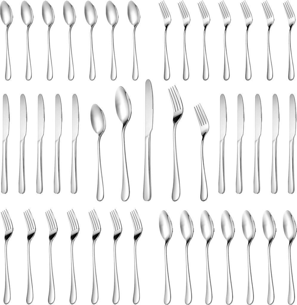 30 Piece Silverware Set Service for 6,Premium Stainless Steel Mirror Polished Cutlery Utensil Set,Durable Home Kitchen Eating Tableware Set,Include Fork Knife Spoon Set,Dishwasher Safe