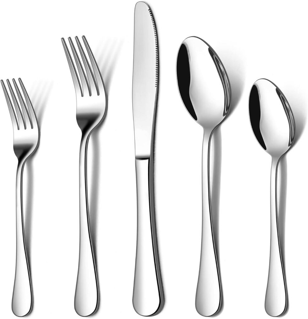 LIANYU 20 Piece Silverware Flatware Cutlery Set, Stainless Steel Utensils Service for 4, Include Knife Fork Spoon, Mirror Polished, Dishwasher Safe