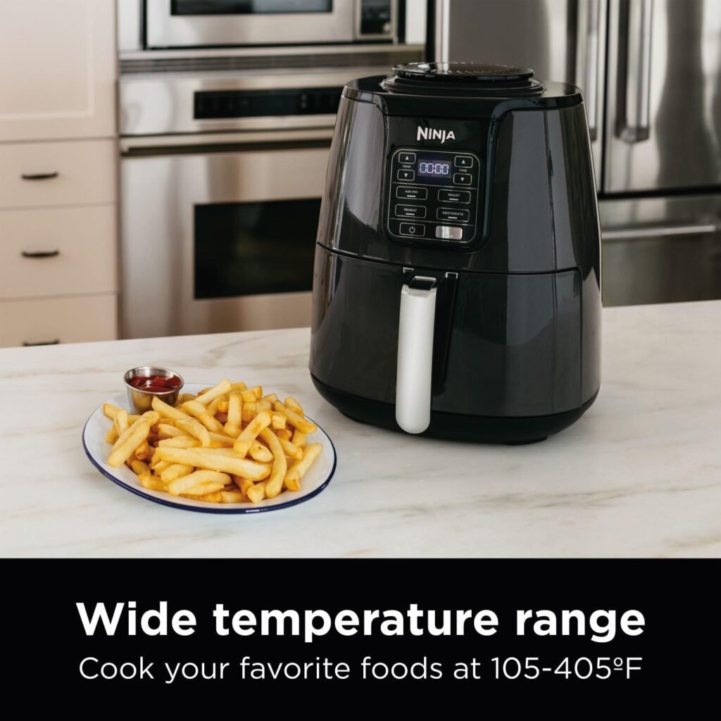 Ninja AF101 Air Fryer that Crisps, Roasts, Reheats,  Dehydrates, for Quick, Easy Meals, 4 Quart Capacity,  High Gloss Finish, Grey