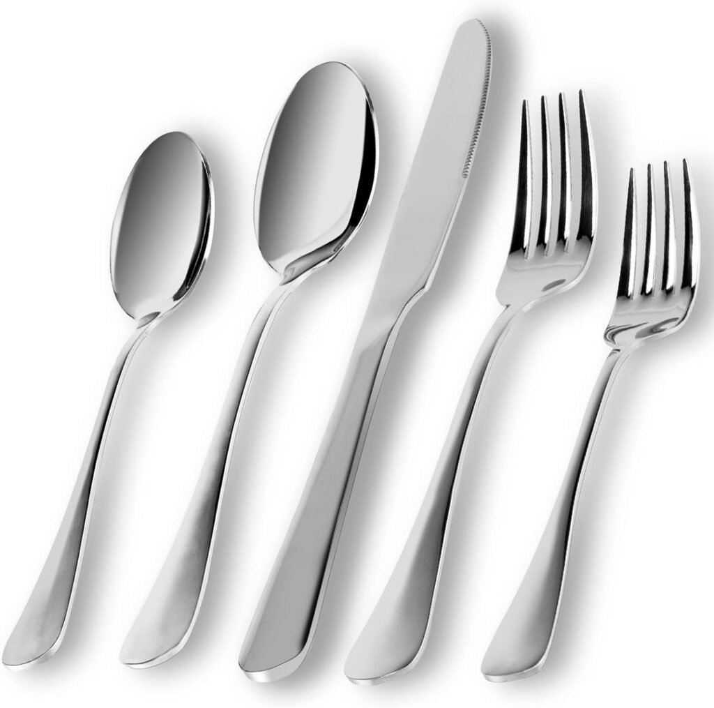 Silverware Set, Briout Flatware Set Service for 4 Stainless Steel Cutlery Set 20 Piece Include Upgraded Knife Spoon Fork Mirror Polished, Dishwasher Safe