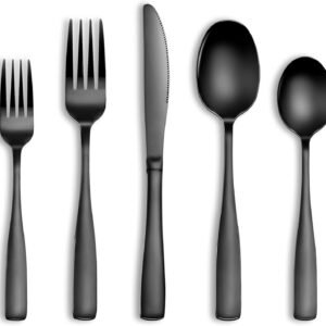 20 pcs black silverware set review