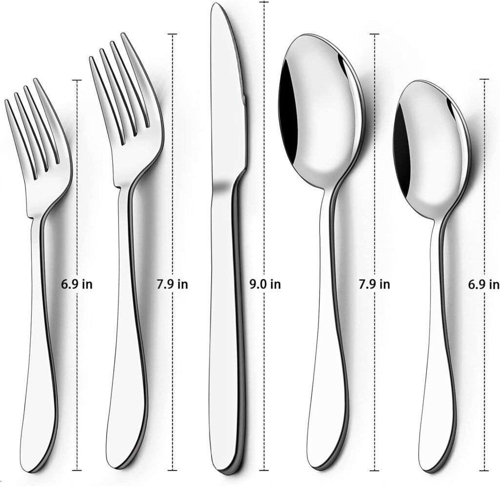 50-Piece Silverware Set, Stainless Steel Flatware Set for 10, Food-Grade Tableware Cutlery Set, Utensil Sets for Home Restaurant, Mirror Finish, Dishwasher Safe