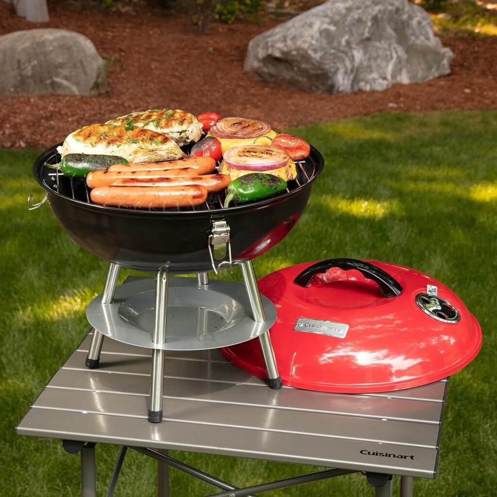 Cuisinart CCG190RB Inch BBQ, 14 x 14 x 15, Portable Charcoal Grill, 14 (Red)