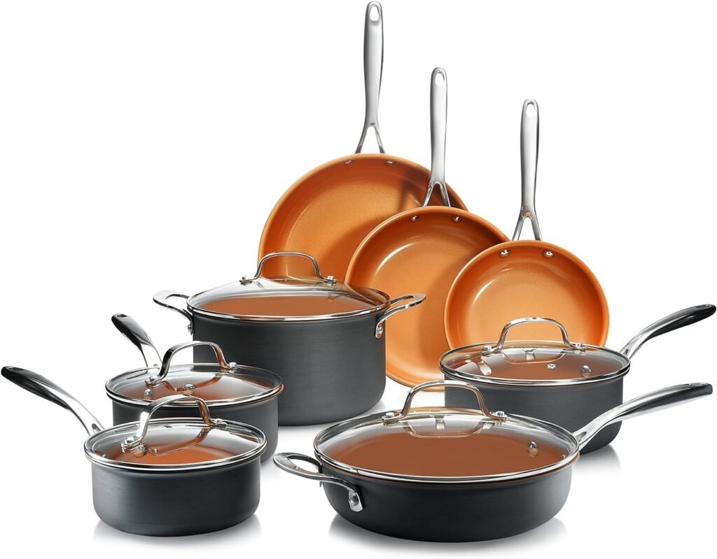 Gotham Steel Professional – Hard Anodized Nonstick Pots and Pans Set - 13 Piece Premium Cookware Set with Ultimate Nonstick Ceramic  Titanium Coating, Oven  Dishwasher Safe