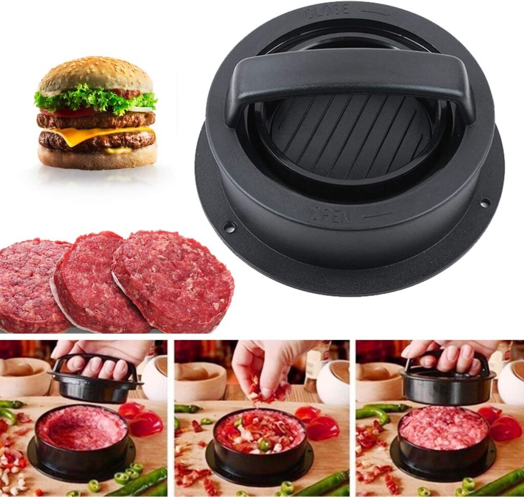 Hamburger Press, Hamburger Press Patty Maker, 3 in 1 Stuffed Burger Press Patty Maker, Patty Press for Stuffed Burgers, Sliders, Beef Burger, Non Stick Kitchen Barbecue Tool Grilling Accessories