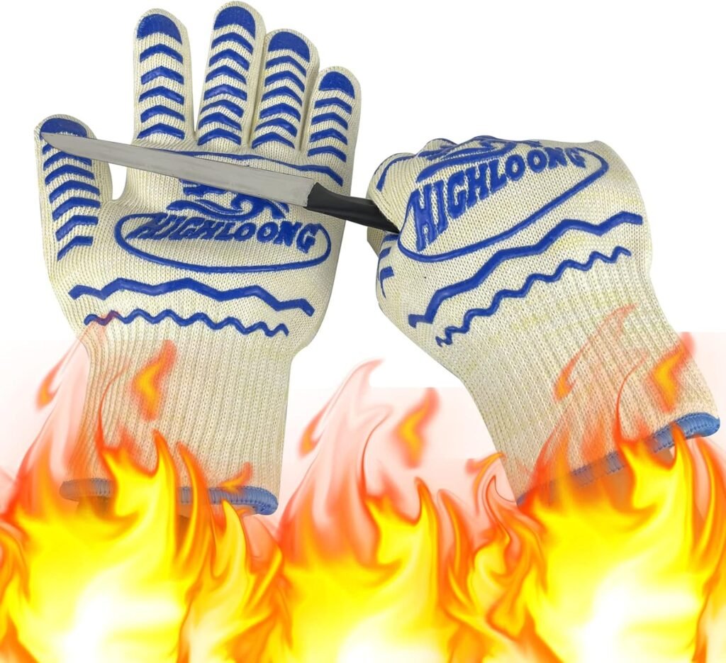 Heat Resistant Oven Gloves - BBQ Gloves Grill 1472°F Heat Resistant Cooking Gloves for Handling Hot Food Cooking Baking Oven Welding Gloves - Camping Cooking Pot Indoor Outdoor Gloves