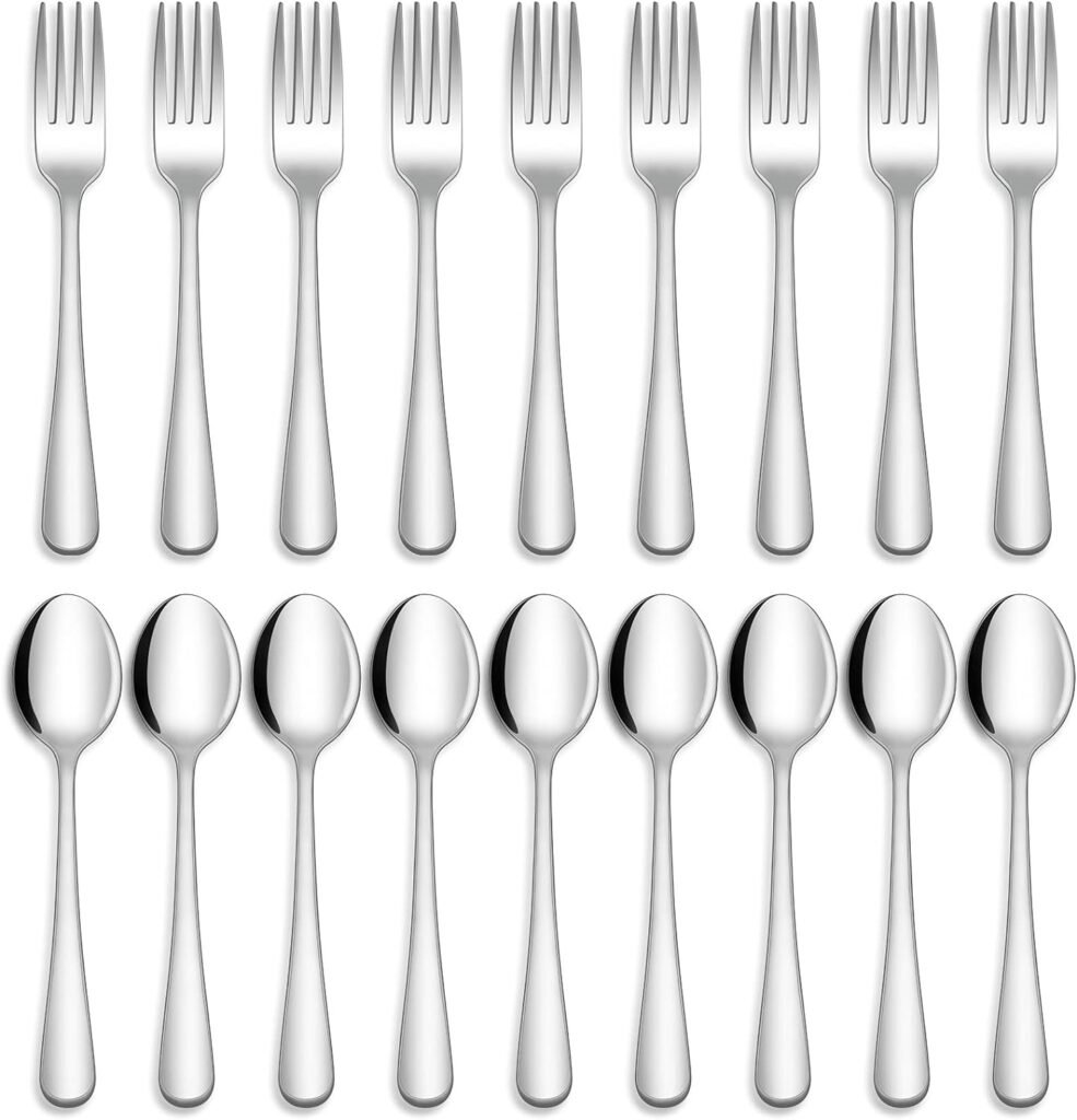 Hiware 24-piece Forks and Spoons Silverware Set, Food Grade Stainless Steel Flatware Cutlery Set for Home, Kitchen and Restaurant, Mirror Polished, Dishwasher Safe