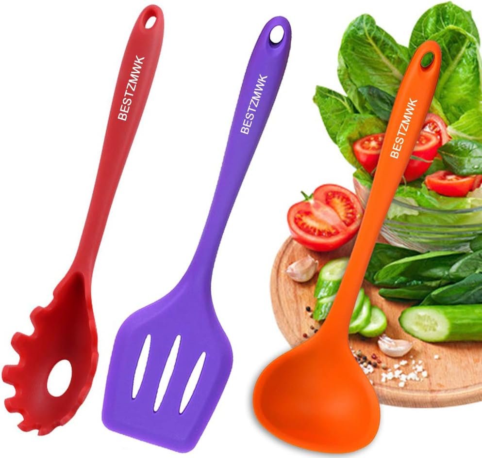 Kitchen Utensil Set - 11 Cooking Utensils - Colorful Silicone Kitchen Utensils - Nonstick Cookware with Spatula Set - Colored Best Kitchen Tools Kitchen Gadgets