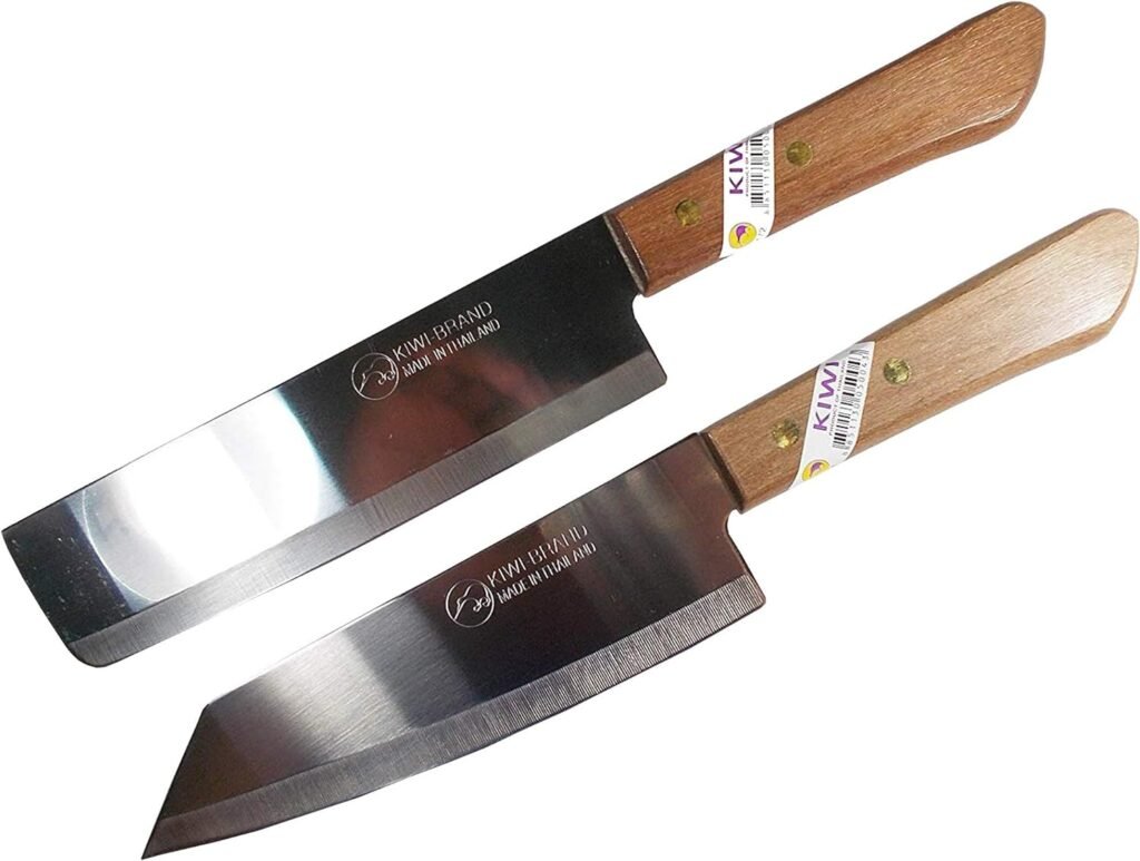 Kiwi Knife Cook Utility Knives Cutlery Steak Wood Handle Kitchen Tool Sharp Blade 6.5 Stainless Steel 1 set (2 Pcs) (No.171,172)