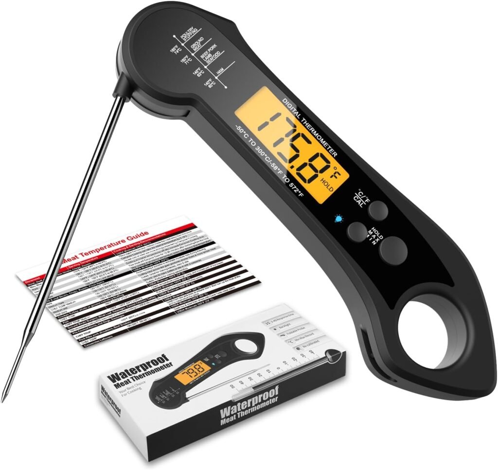 Meat Thermometer Digital for Cooking and Grilling, Biison Instant Read Meat Thermometer Wireless, Waterproof, Backlight, Magnet, Food Thermometer for BBQ Grill, Kitchen Fry, Beef, Turkey