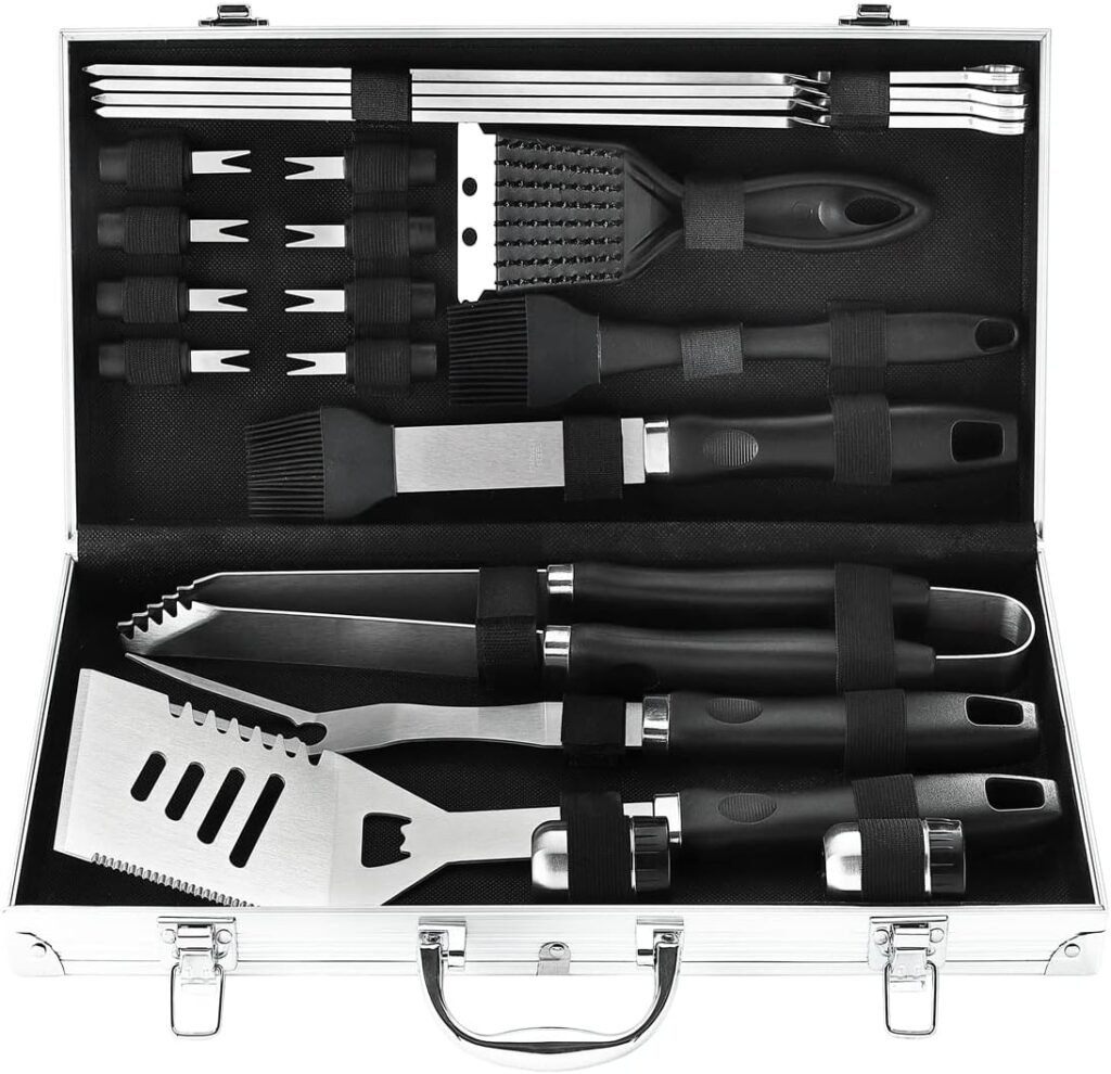 N NOBLE FAMILY 21PCS Professional Stainless Steel Grill Set for Men Dad Women - Perfect Grill Gift on Fathers Day, Christmas, Birthday - Complete BBQ Tool Set for Outdoor Camping Barbecue