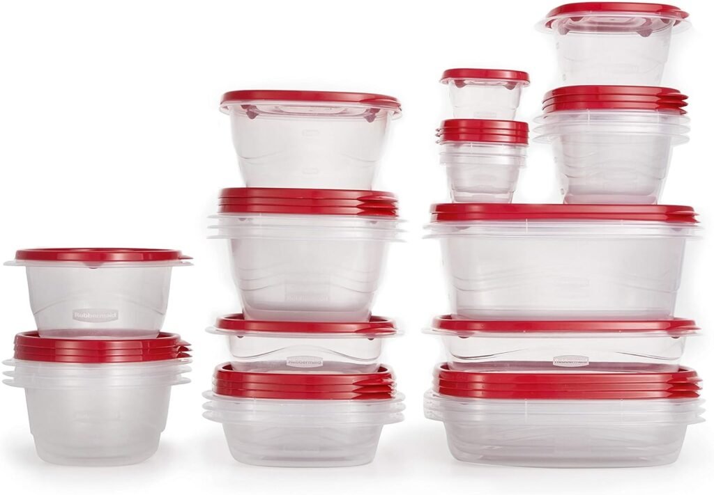 Rubbermaid TakeAlongs Food Storage Containers, 52 Pieces, Ruby Red