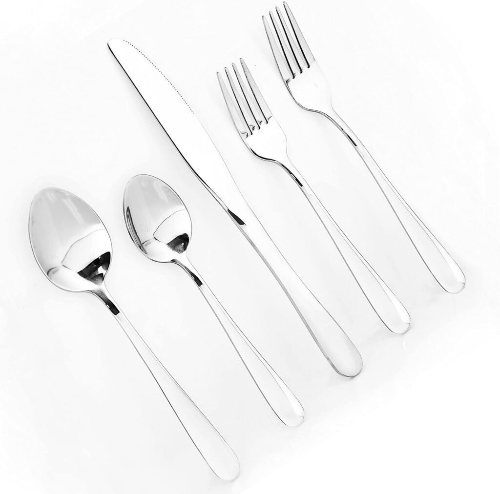 Silverware Set, EVOLUTION TODAYSHOME 20 Piece Stainless Steel Flatware, Service for 4 Cutlery Set Utensils, for Home Kitchen Restaurant, Include Knives Spoons Forks, Mirror Polished, Dishwasher Safe