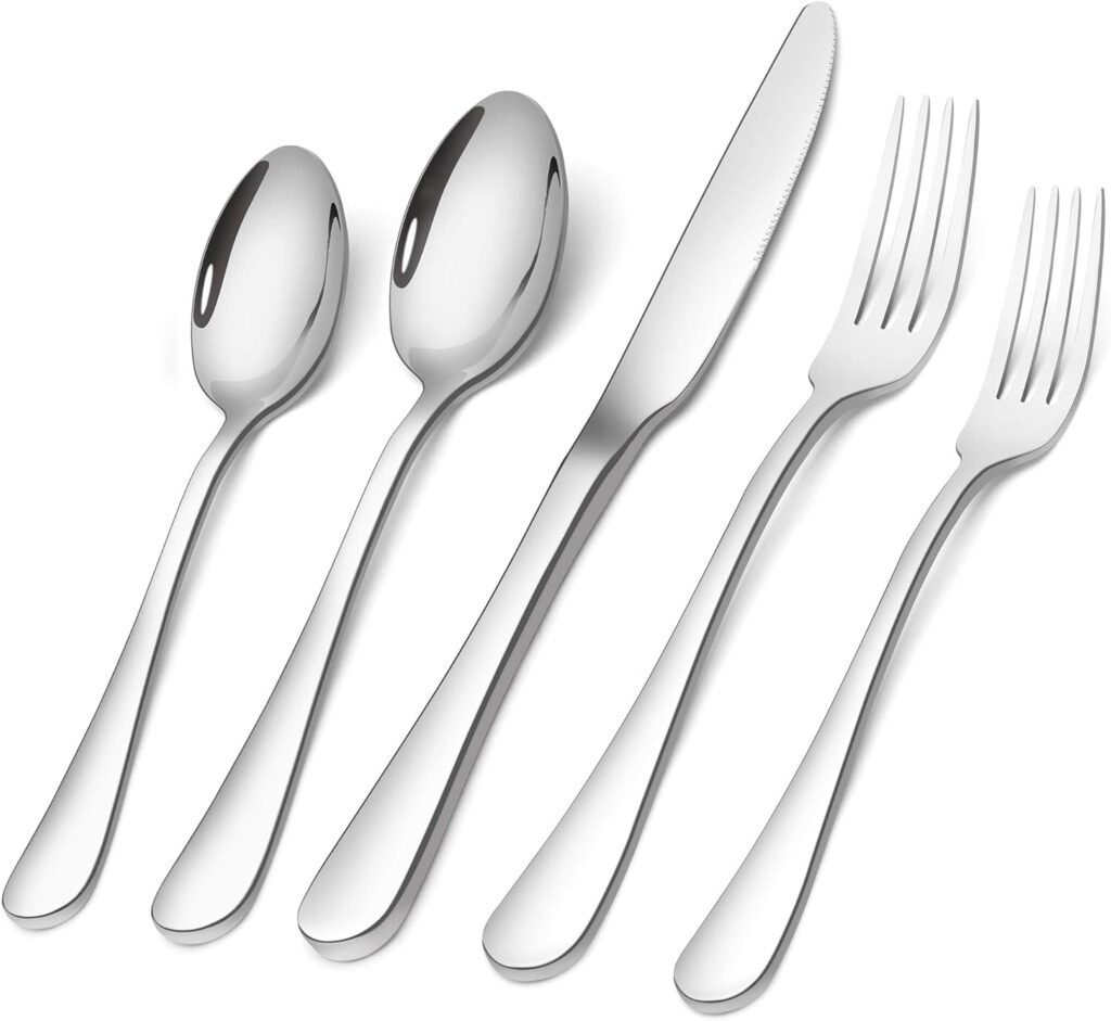 Silverware Set,SHARECOOK 20-Piece Stainless Steel Flatware Set,Kitchen Utensil Set Service for 4,Tableware Cutlery Set for Home and Restaurant, Dishwasher Safe