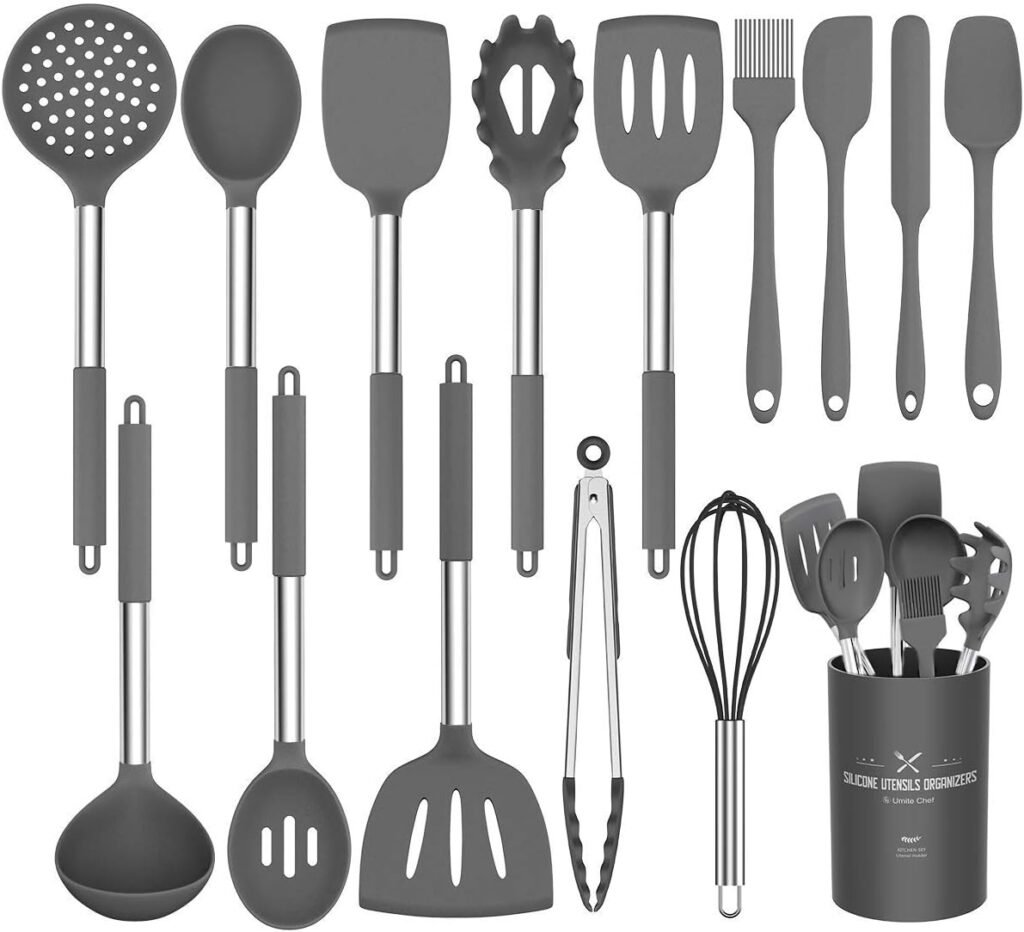 Stainless Steel Kitchen Cooking Utensil Set, Umite Chef 15 pcs Utensils - Nonstick Cookware Set Spatula -Kitchen Gadgets Tools Gift