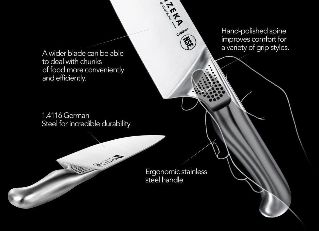 WIZEKA Kitchen Knife Set with Block, NSF Certified 15pcs German Steel 1.4116 Knife Block Set, Professional Chef Knife Set with Built-in Sharpener, Starry Sky Series