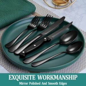 48 pcs black silverware set review