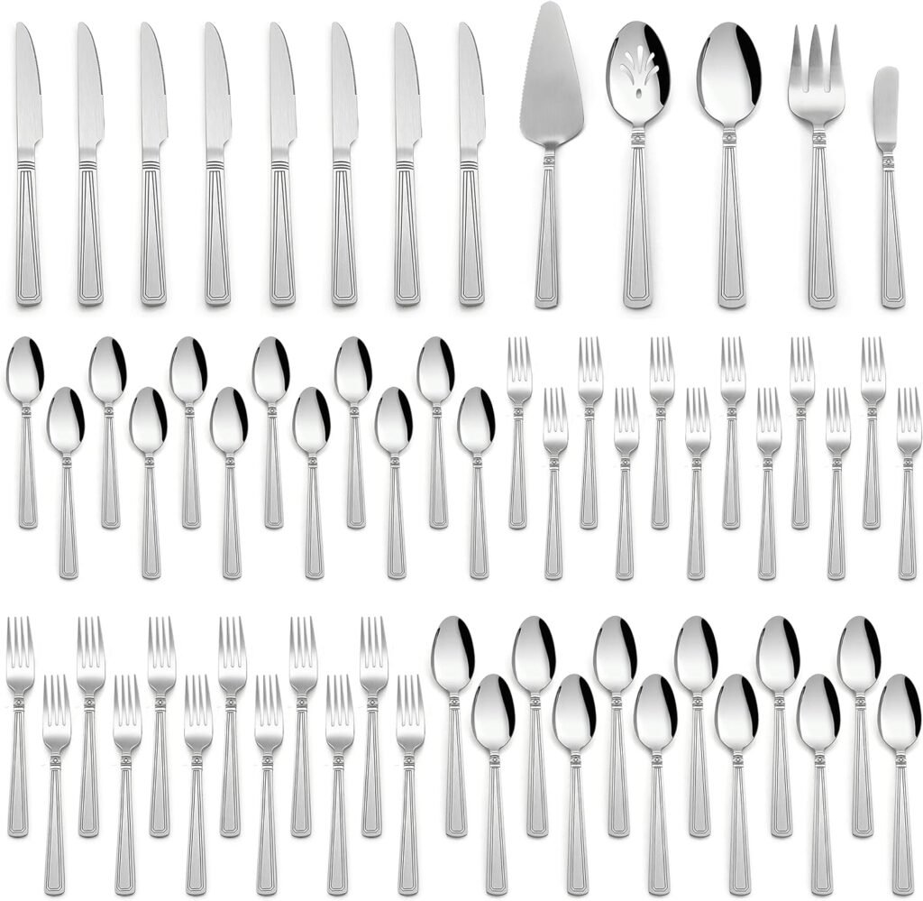 65-Piece Heavy Duty Silverware Set with Serving Utensils, HaWare Stainless Steel Flatware Cutlery Set for 12, Fancy Tableware Eating Utensils with Thick Handle for Kitchen Restaurant, Dishwasher Safe