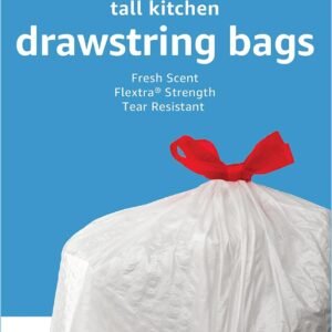 amazon basics flextra tall kitchen drawstring trash bags review