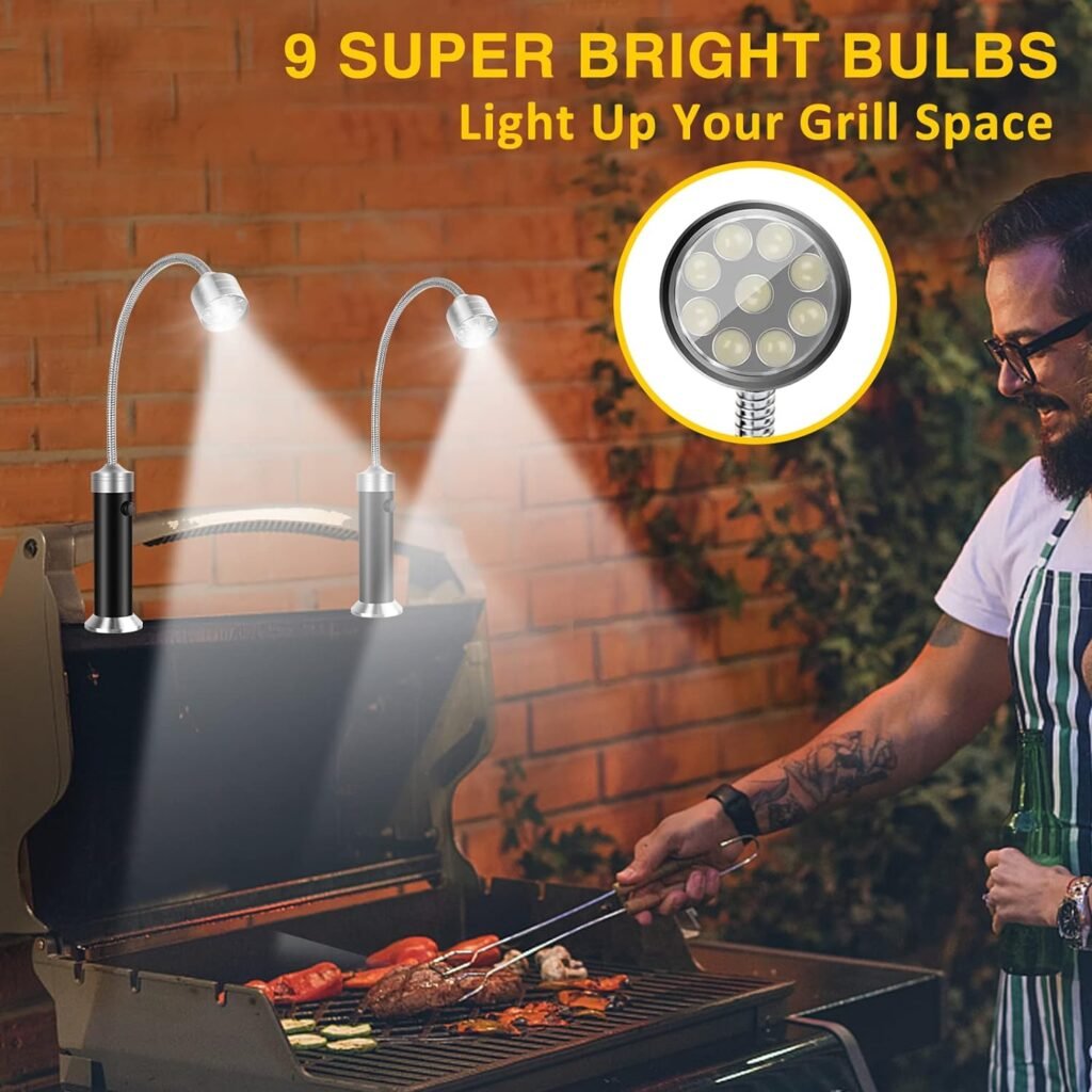 Barbecue Grill Lights, Stocking Stuffers Christmas Gifts for Men Dad Adults Husband, BBQ Grill Accessories for Outdoor Grill Grilling Gifts for Men, Magnetic Base, Super Bright LED, Pack of 2