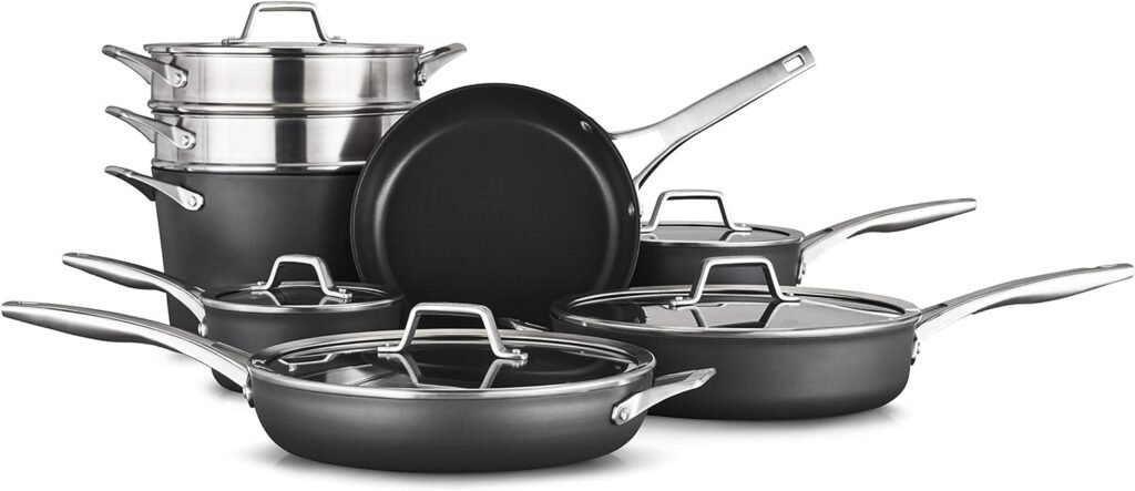 Calphalon 11-Piece Pots and Pans Set, Nonstick Kitchen Cookware with Stay-Cool Handles, Dishwasher and Metal Utensil Safe, Black