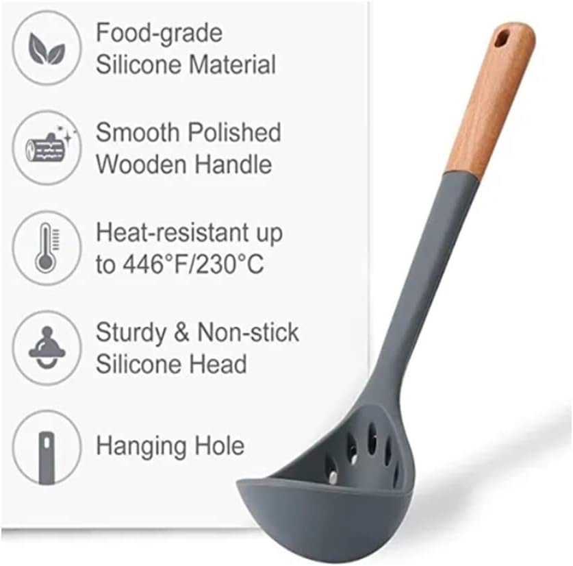 Cooking Utensils Set, 33 pcs Non-Stick Silicone Cooking Kitchen Utensils Spatula Set with Holder, Wooden Handle Silicone Kitchen Gadgets Utensil Set