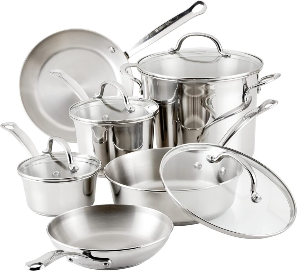 Farberware Millennium Stainless Steel Cookware Pots and Pans Set, 10 Piece