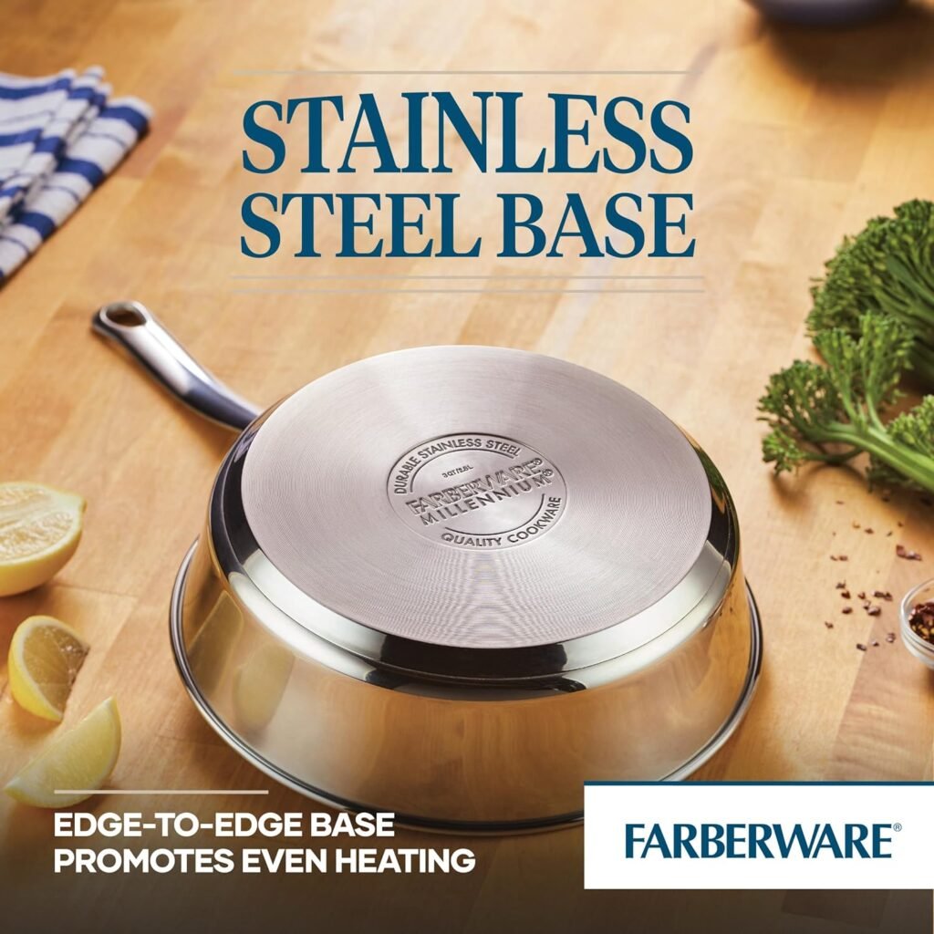 Farberware Millennium Stainless Steel Cookware Pots and Pans Set, 10 Piece