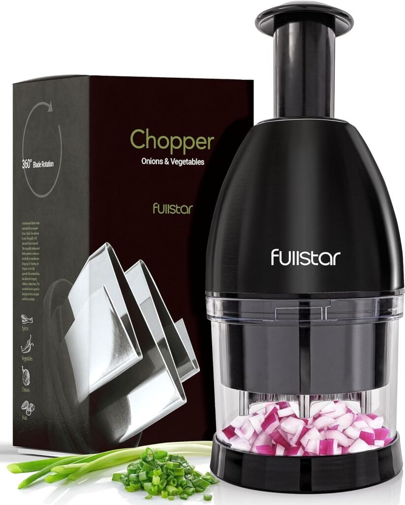 Fullstar Vegetable Chopper - Veggie Chopper - Onion Chopper with Container - Pro Food Chopper - Slicer Dicer Cutter - (11 in 1, Black)