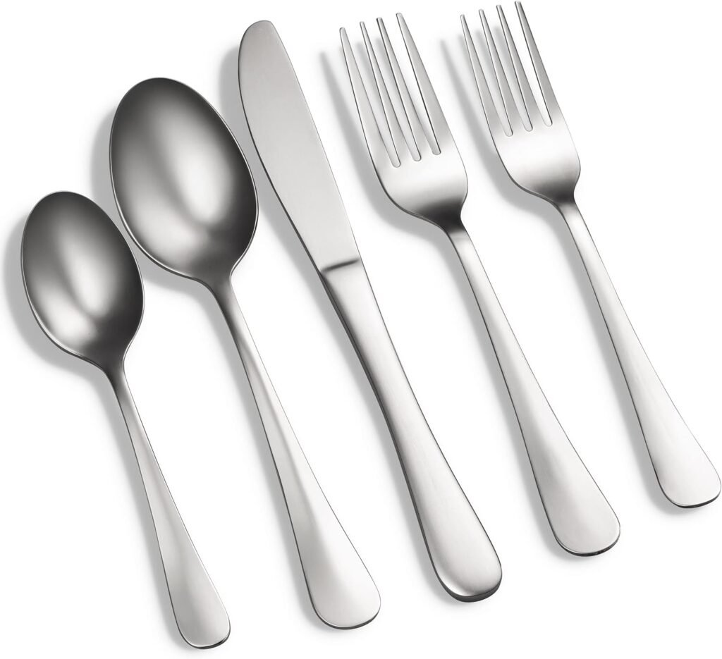 Godinger Silverware Set, Flatware Set, Matte Finish Stainless Steel Cutlery Silverware Flatware Sets, 20 Piece Set, Service for 4