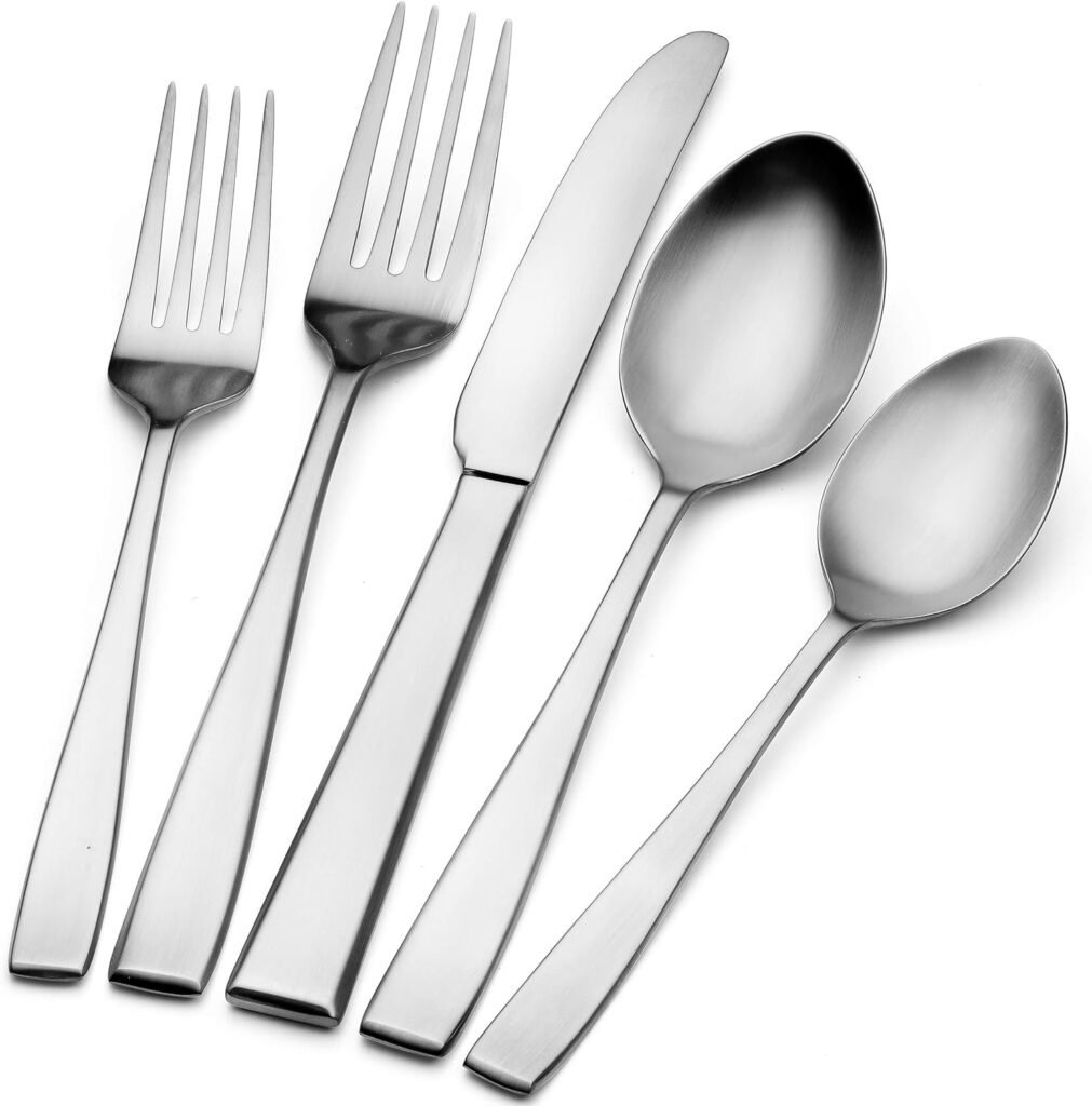 Godinger Silverware Set, Flatware Set, Matte Finish Stainless Steel Cutlery Silverware Flatware Sets, 20 Piece Set, Service for 4