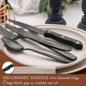 hiware 24 pieces matte black silverware set review