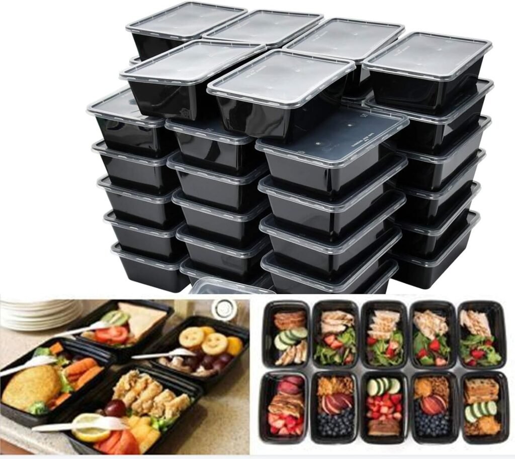 IUMÉ 50-Pack Meal Prep Containers, 26 OZ Microwavable Reusable Containers with Lids for Food Prepping, Disposable Lunch Boxes, BPA Free Plastic Boxes- Stackable, Freezer Dishwasher Healthy