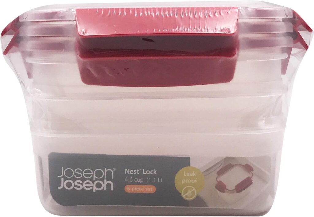 Joseph Joseph Nest Lock Plastic BPA Free Food Storage Container Set with Lockable Airtight Leakproof Lids, 10-Piece, Multi-Color