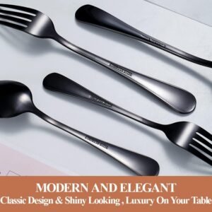 lazycorner black silverware set review