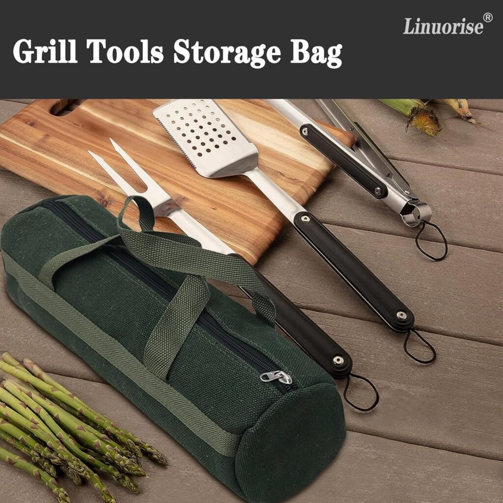 Linuorise Grill Accessory Storage Bag, Tools Storage for Outdoor Grilling, Extra Thick Grill Tools Storage Bag, Suitable for Grill Utensil Storage, BBQ Tool Storage. Storage Container for Grill,