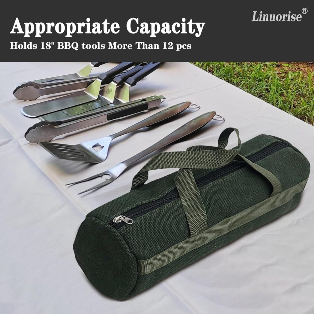 Linuorise Grill Accessory Storage Bag, Tools Storage for Outdoor Grilling, Extra Thick Grill Tools Storage Bag, Suitable for Grill Utensil Storage, BBQ Tool Storage. Storage Container for Grill,