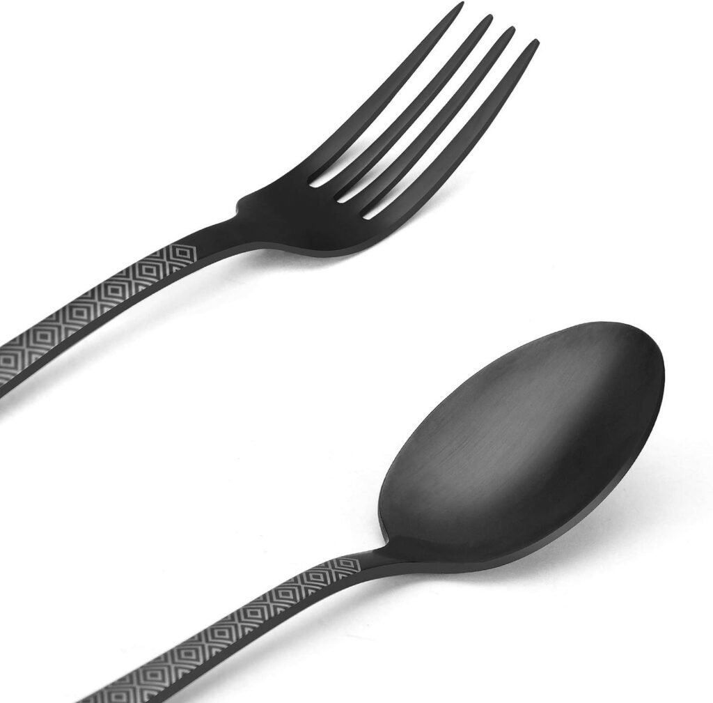 Matte Black Silverware Set , Satin Finish 20-Piece Stainless Steel Flatware Set,Kitchen Utensil Set Service for 4,Tableware Cutlery Set for Home and Restaurant, Dishwasher Safe