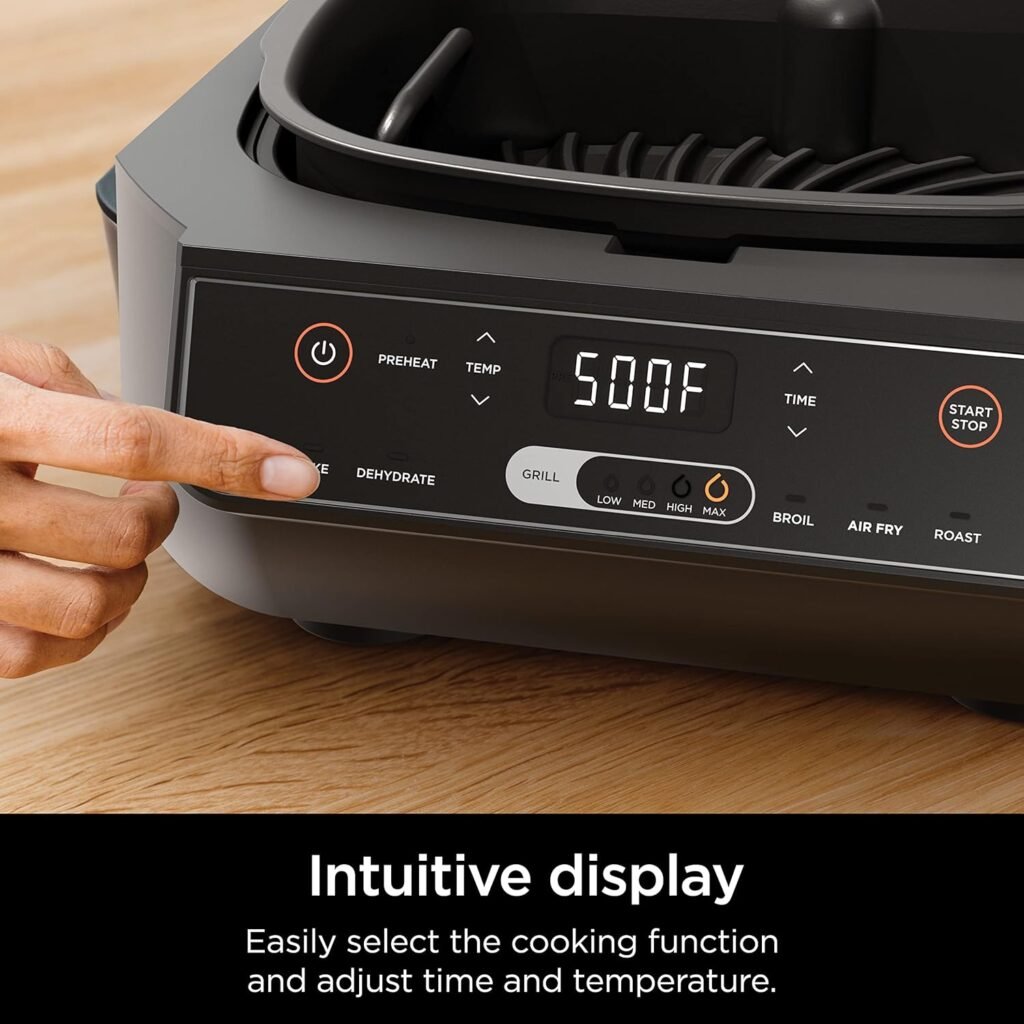 Ninja EG201 Foodi 6-in-1 Indoor Grill with Air Fry, Roast, Bake, Broil,  Dehydrate, 2nd Generation, Black/Silver (Renewed)