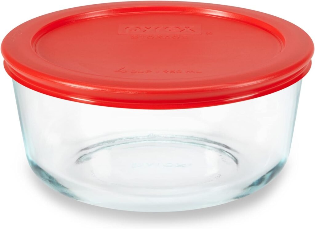 Pyrex Simply Store Glass Food Storage Container, Snug Fit Non-Toxic Plastic BPA-Free Lids, Freezer Dishwasher Microwave Safe, 11 Cup