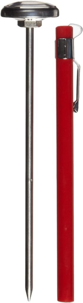 Rubbermaid Commercial Products Instant Read Thermometer, Red, Pocket Size for Meat/Food Cooking and Grilling/Oven