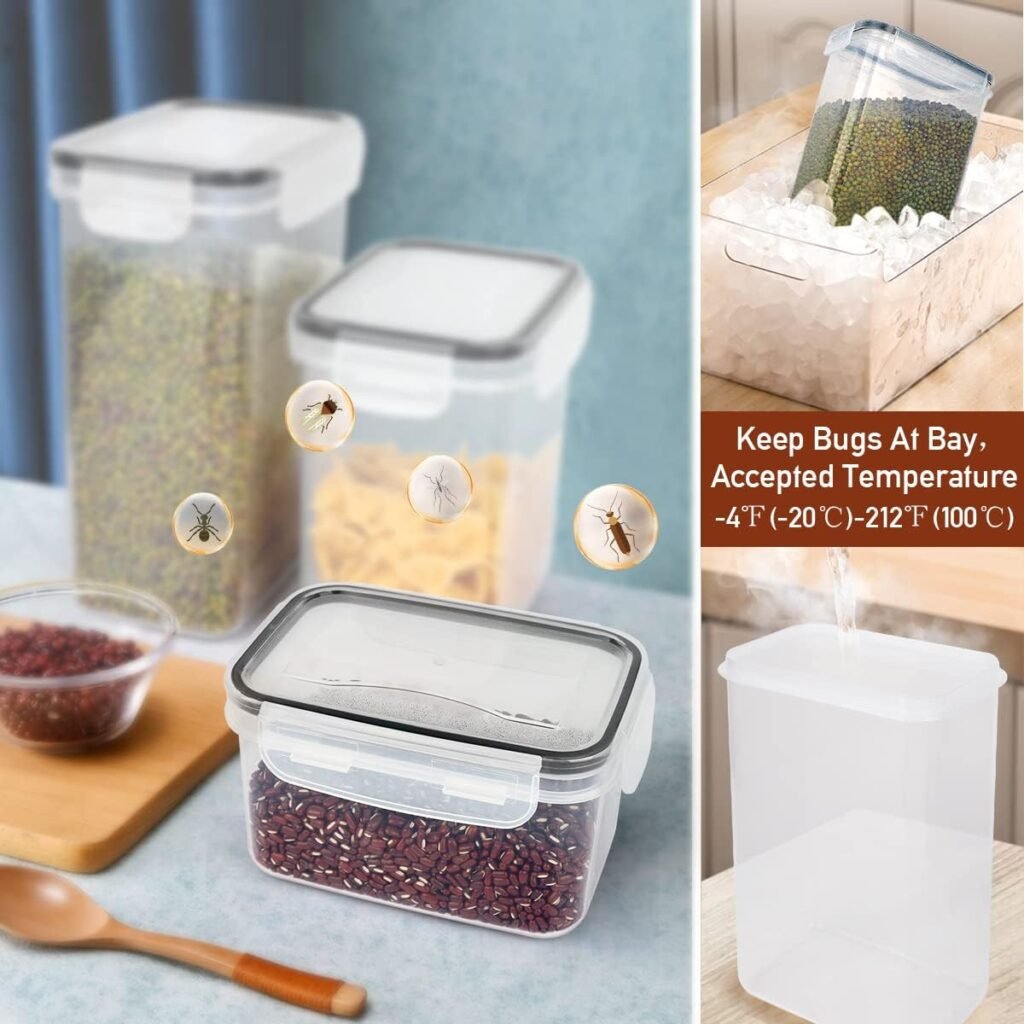 68 PCS Airtight Food Storage Containers With Lids BPA Free,Cereal Containers Storage for Kitchen Pantry Organization and Storage, Dishwasher safe,Include Labels Marker Spoon Set,Cereal, Flour Sugar