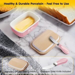 butter dish with lid and knife for countertop airtight butter keeper for counter or fridge ceramic butter container with 1