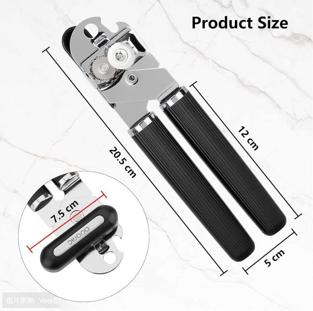 Can Opener, Manual Can Opener Kitchen Durable Heavy Duty Can Openers with Stainless Steel Sharp Blade, Ergonomic and Comfortable Anti-slip Hand Grip, Oversized Knob, Ultra Sharp  Smooth Edge