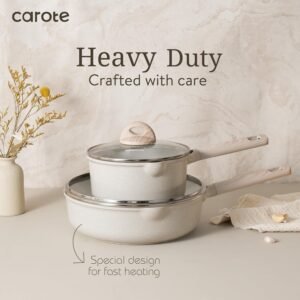 carote pots and pans set 14pcs kitchen cookware sets induction pots and pans nonstick cooking pans pots set cream beige 1 1