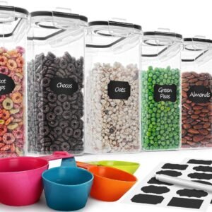 cereal container set mcirco airtight food storage containers 4l 1352oz set of 6 bpa free cereal dispensers with measurin