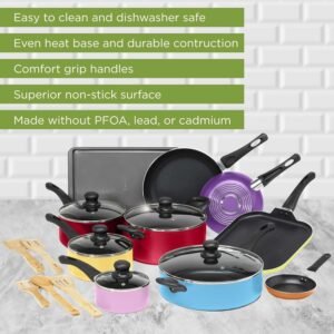 ecolution easy clean nonstick cookware set dishwasher safe kitchen pots and pans set comfort grip handle even heating ul 1