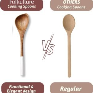 folkulture wooden spoons for cooking set of 5 nonstick cookware sets includes wooden spoon serving fork spatula slotted 1 1