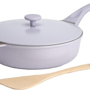 goodful 11 inch all in one nonstick cast pan 44 quart capacity multipurpose dishwasher safe lilac frost