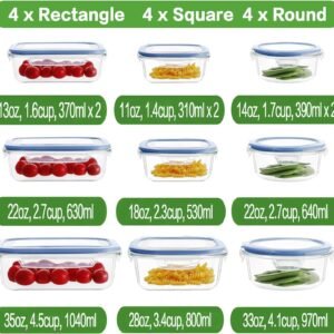 homberking 12 sets glass food storage containers with lids meal prep containers airtight bento boxes bpa free leak proof 4